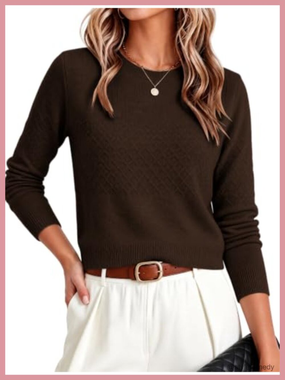Cropped Long Sleeve Ribbed Knit Sweater Crew Neck Slim Fit Pullover
